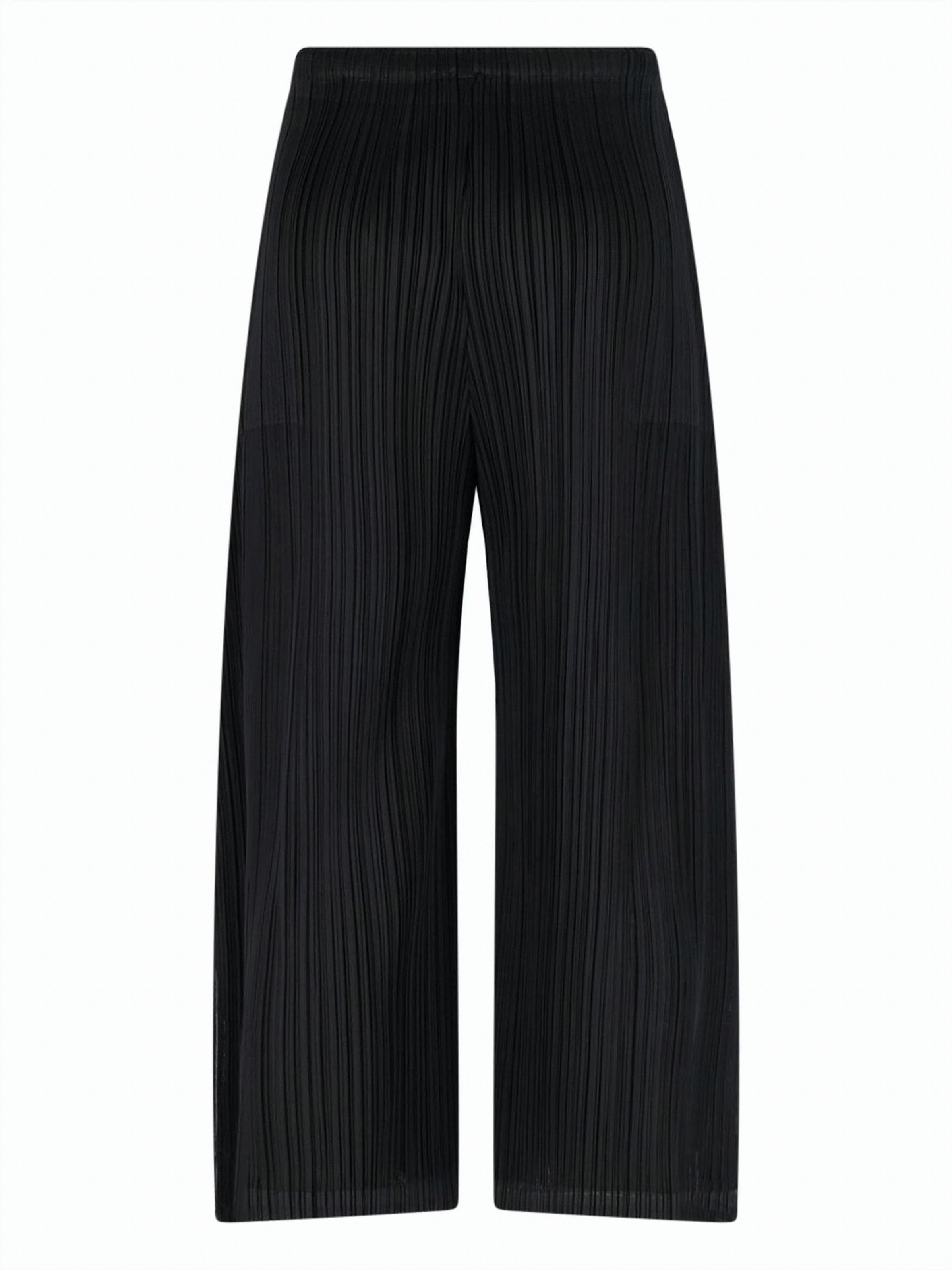 Cropped Straight Pants with Pleated Texture and Subtle Sheen