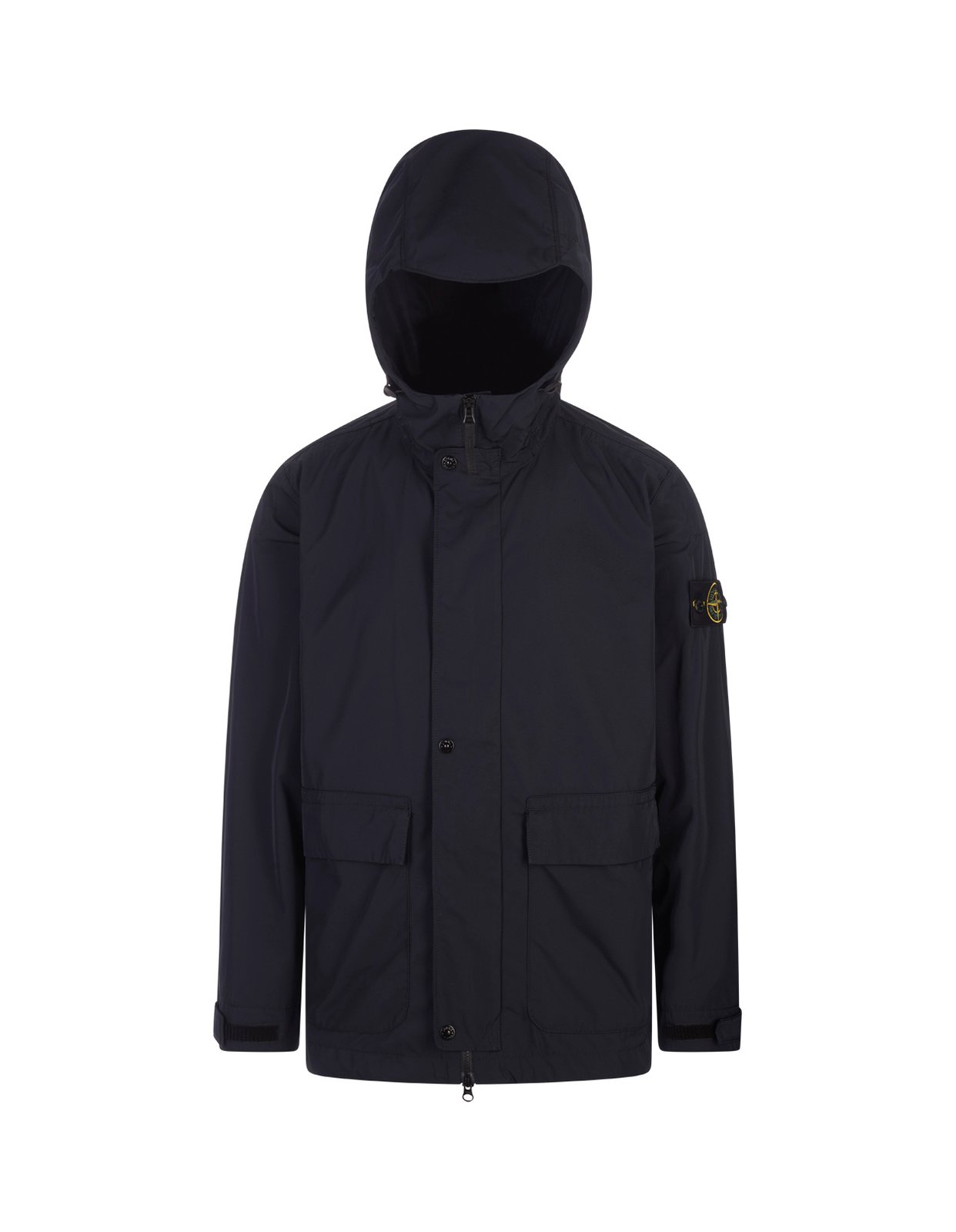 Hooded Blue Polyester Jacket