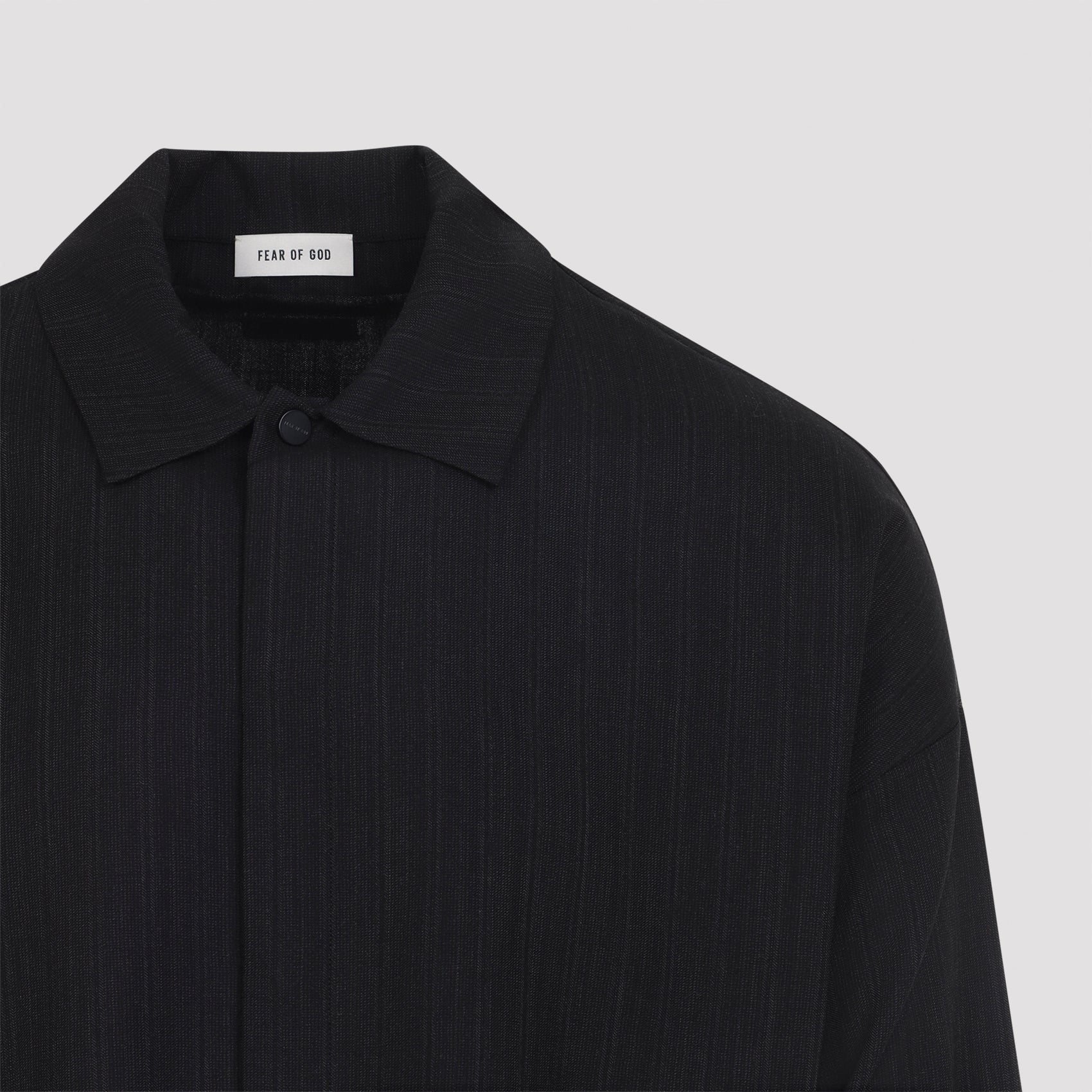 Black Virgin Wool Shirt with Classic Collar