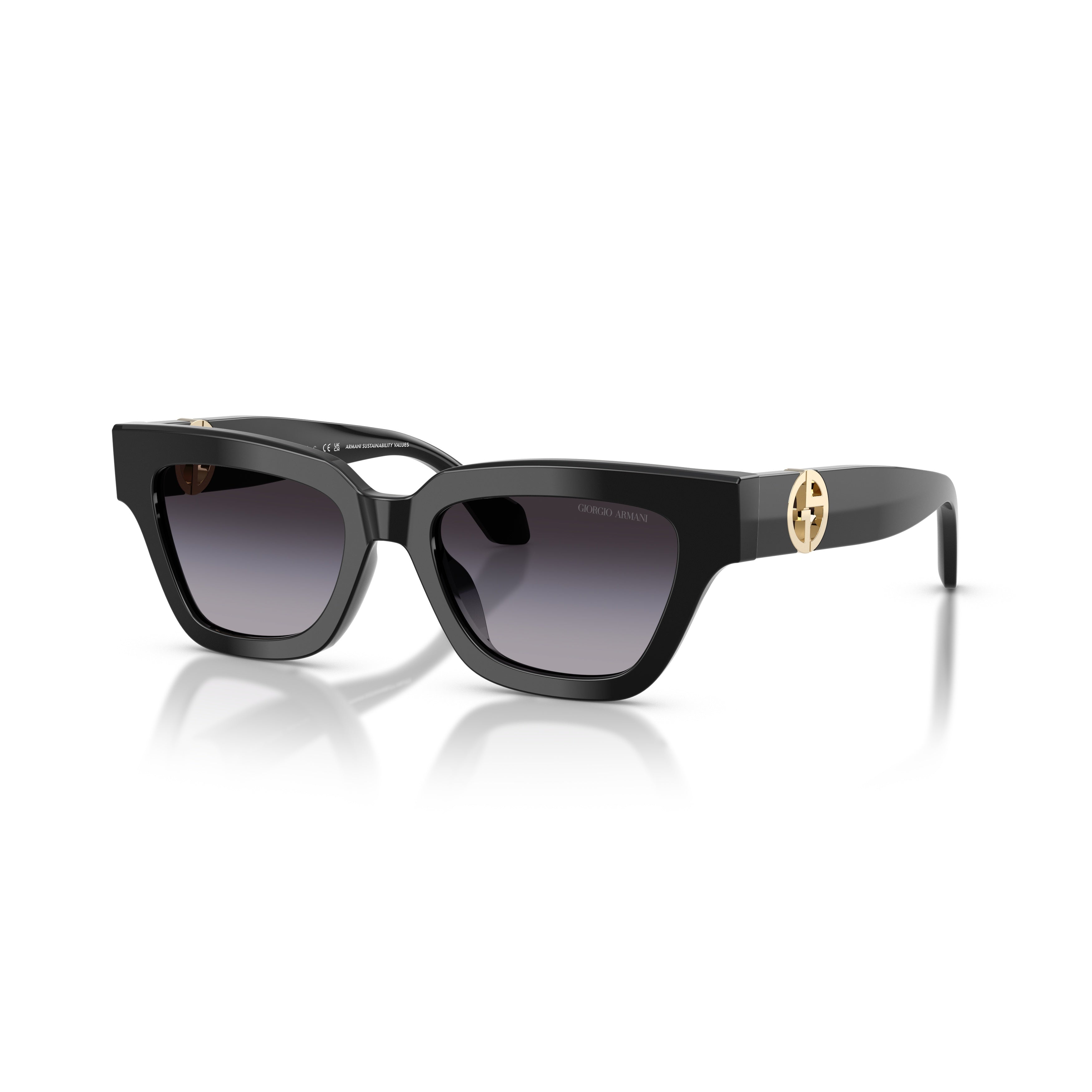 0ar8246u Bold Rectangular Black Acetate Sunglasses with Gold Logo