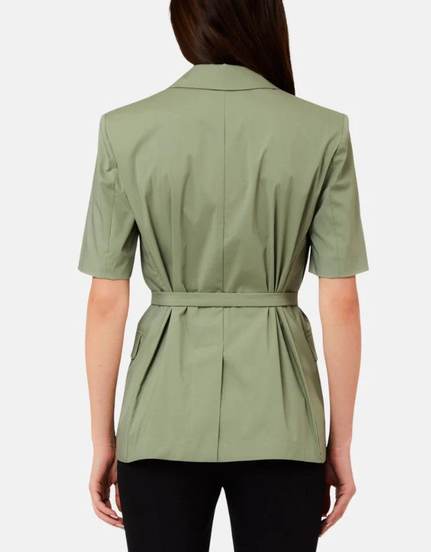 Short Sleeves Removable Belted Front Jacket