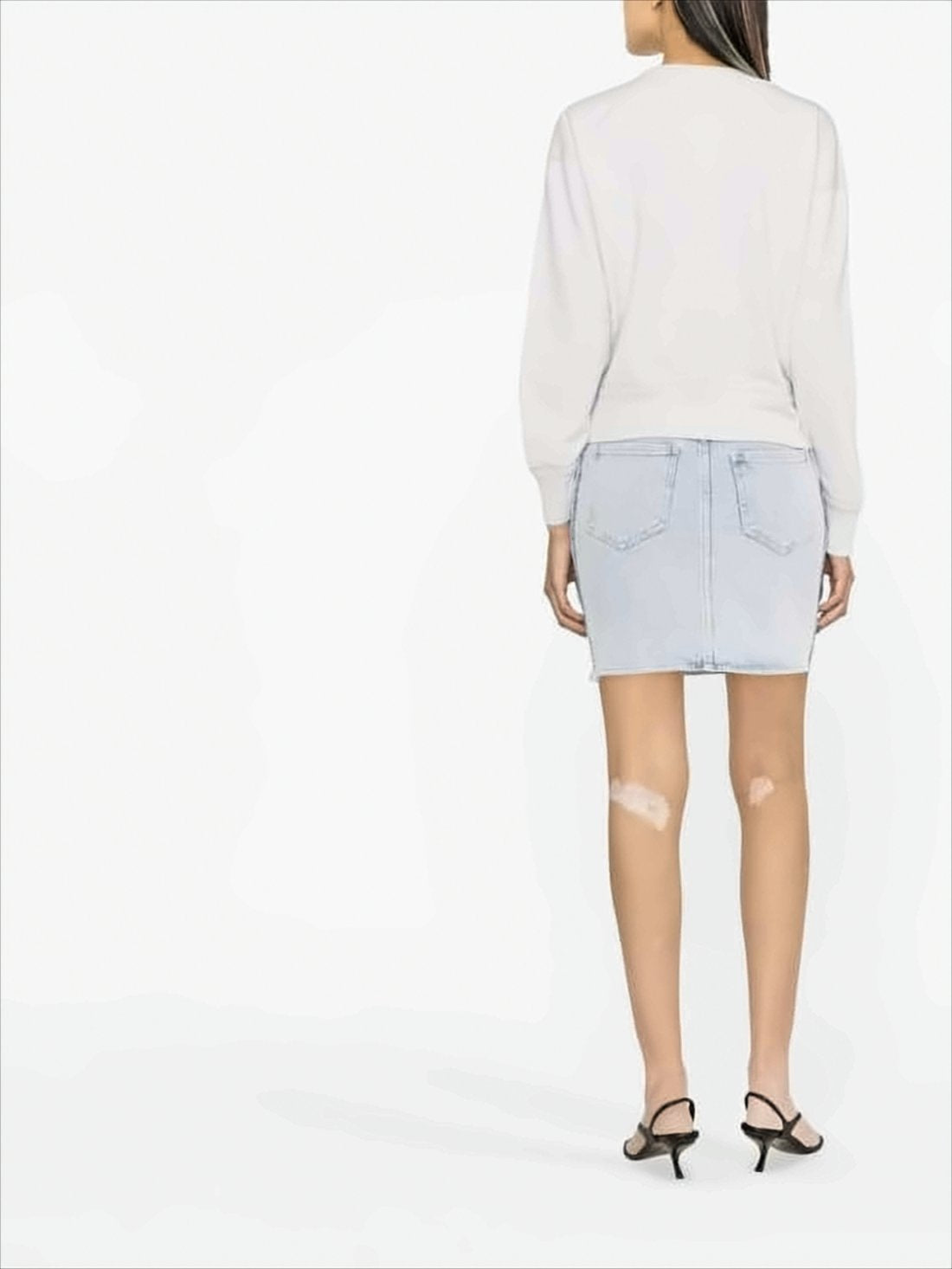 Cropped Long-Sleeved Sweatshirt with Heathered Texture
