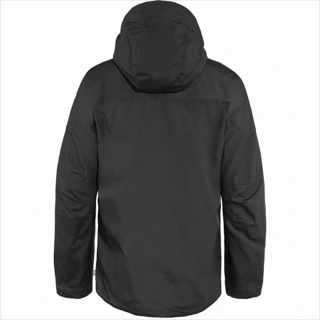 Minimalist Black Jacket With Concealed Zipper And Hood