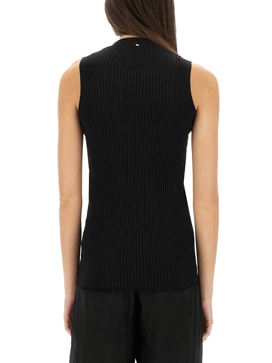 Ribbed Cotton Sleeveless Top With Fitted Silhouette