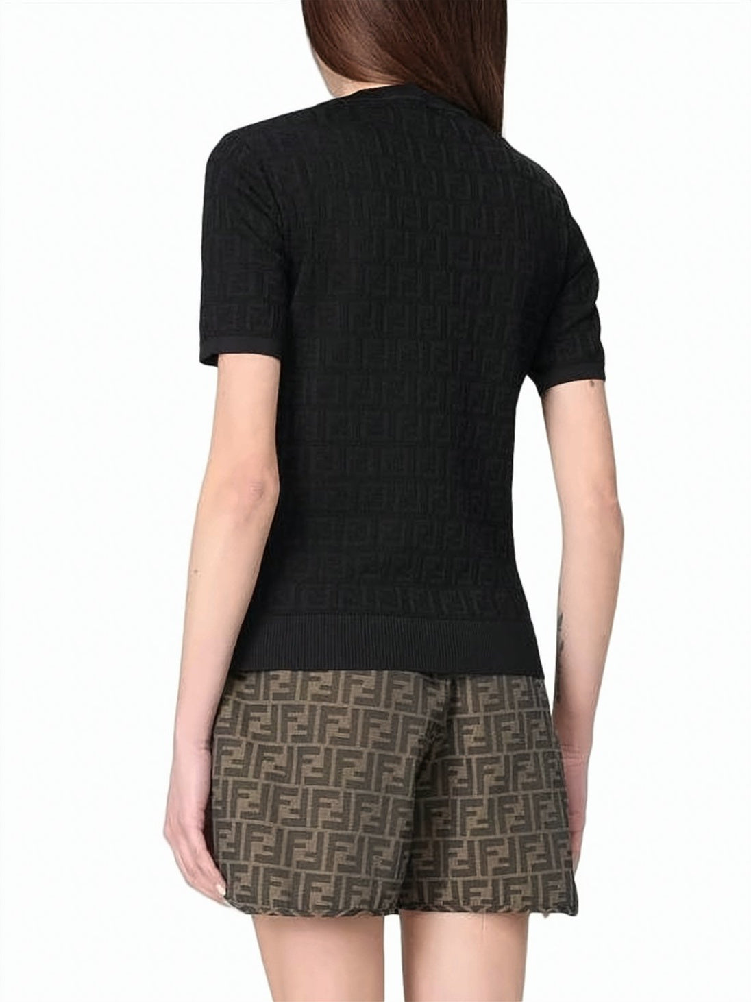 Textured Fitted Short-Sleeved Top
