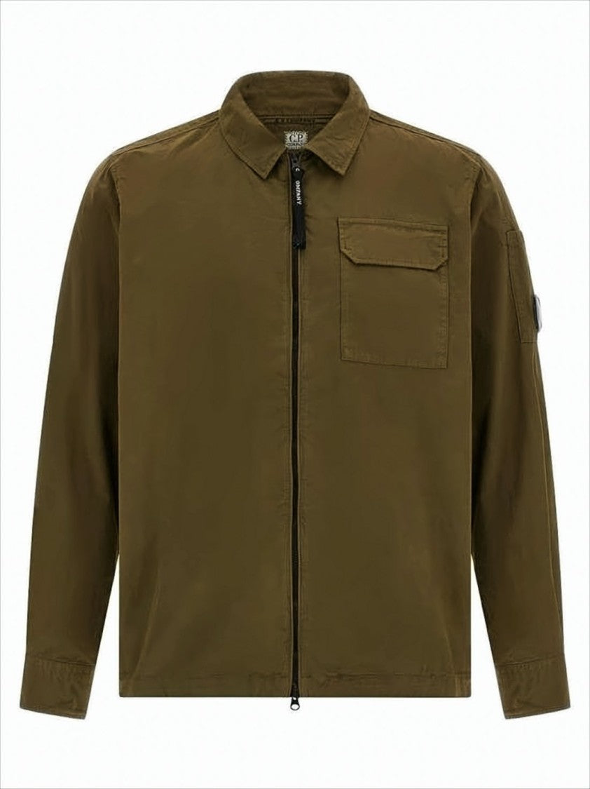 Casual Brown Cotton Jacket With Logo Patch Accents