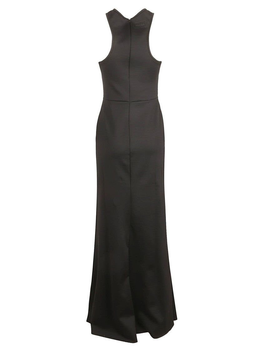 Floor-Length Black Dress With High Neckline