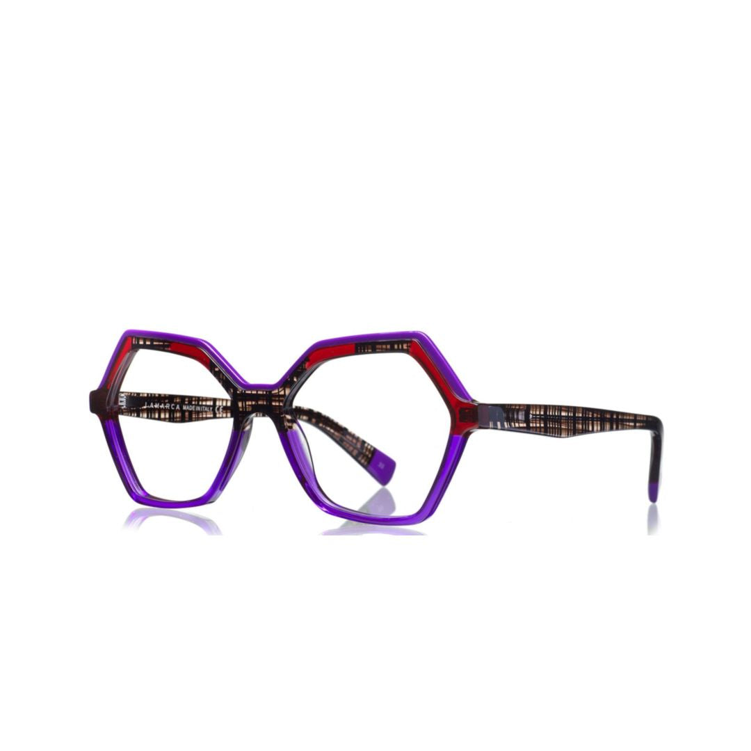 Mosaico 147 Hexagonal Geometric Eyeglasses with Textured Temples