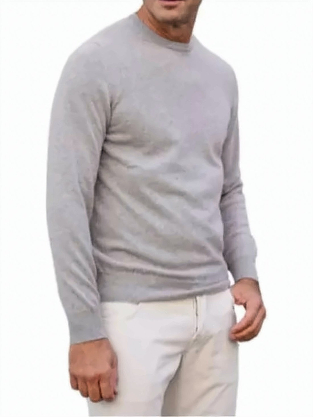 Round Neck Sweater in Soft Cotton-Blend Fabric