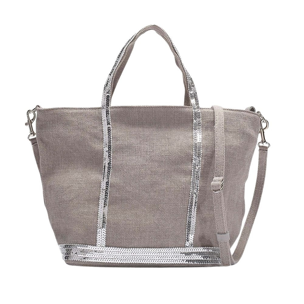 Grey Linen/Sequins Blend Petit Cabas Tote