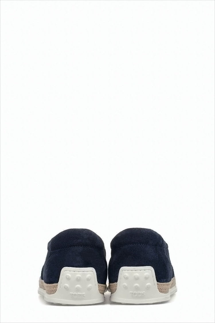 Slip-On Blue Suede and Leather Sneakers with Textured Sole