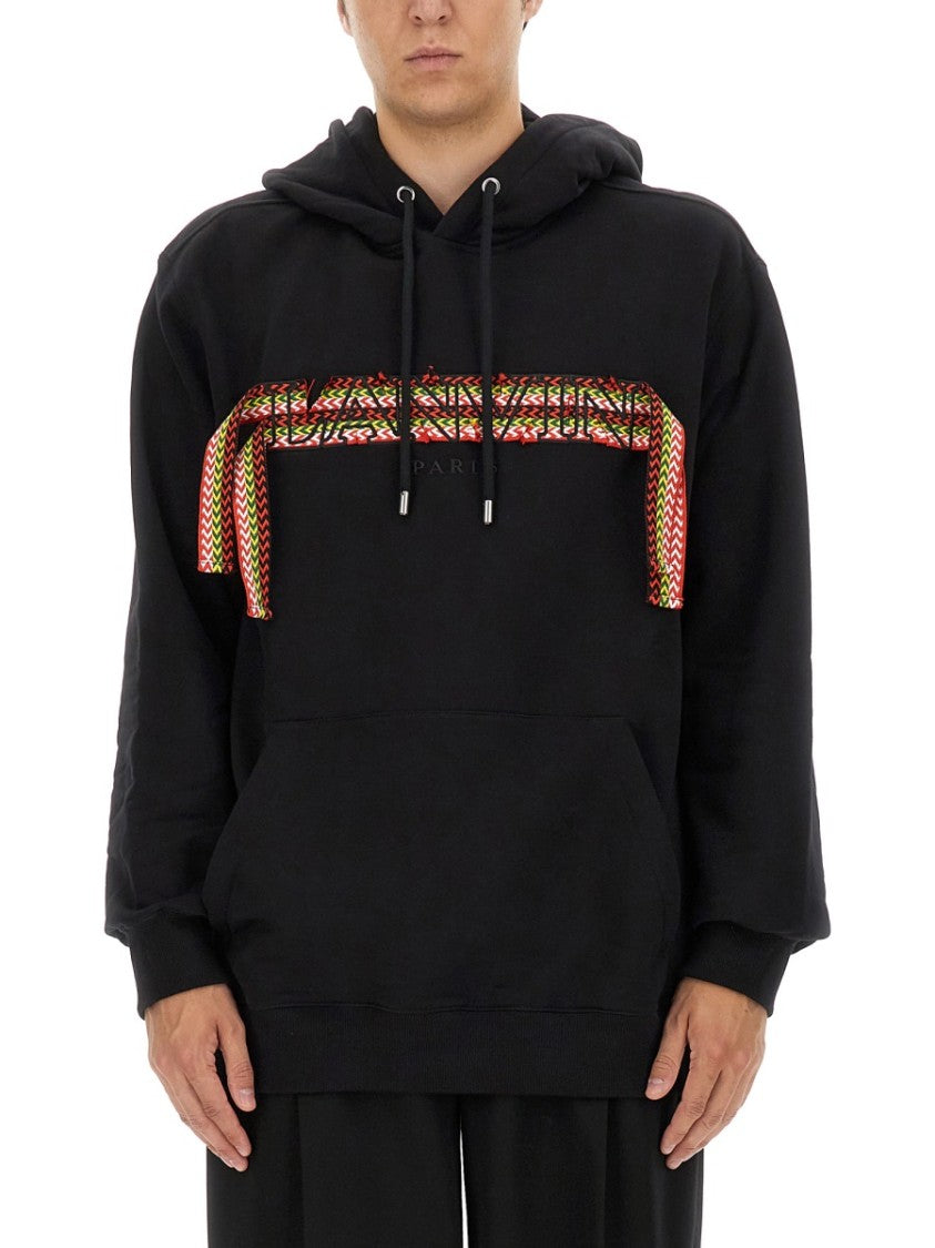 Black Cotton Sweatshirt With Iconic Logo Design