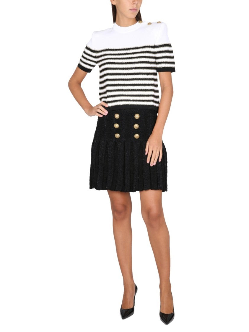 Textured Pleated Skirt
