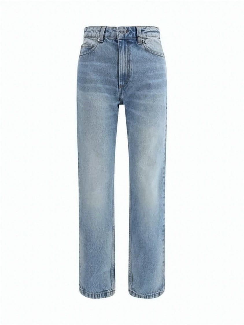 Straight-Leg Denim Pants in Light Blue Wash