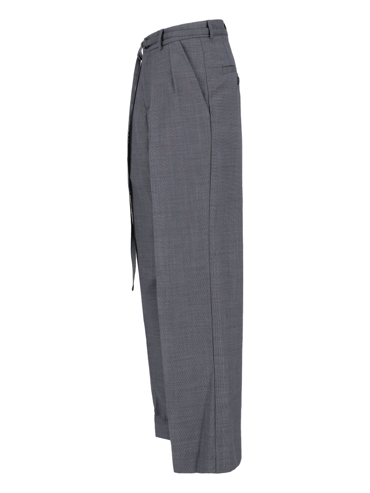 Grey High-Waisted Tailored Virgin Trousers