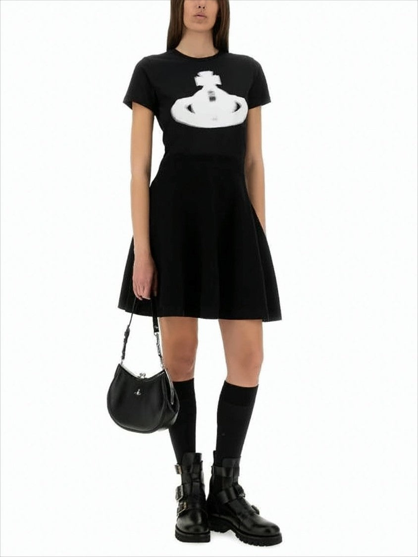 Black Cotton T-Shirt with Bold Graphic Emblem