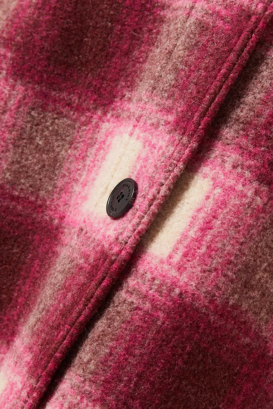 Burgundy Checkered Coat with Button-Down Front