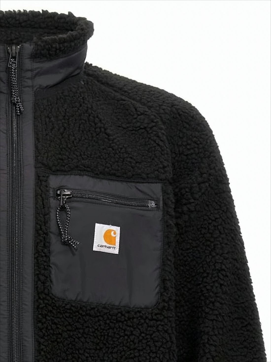 Textured Fleece Coat With High Collar