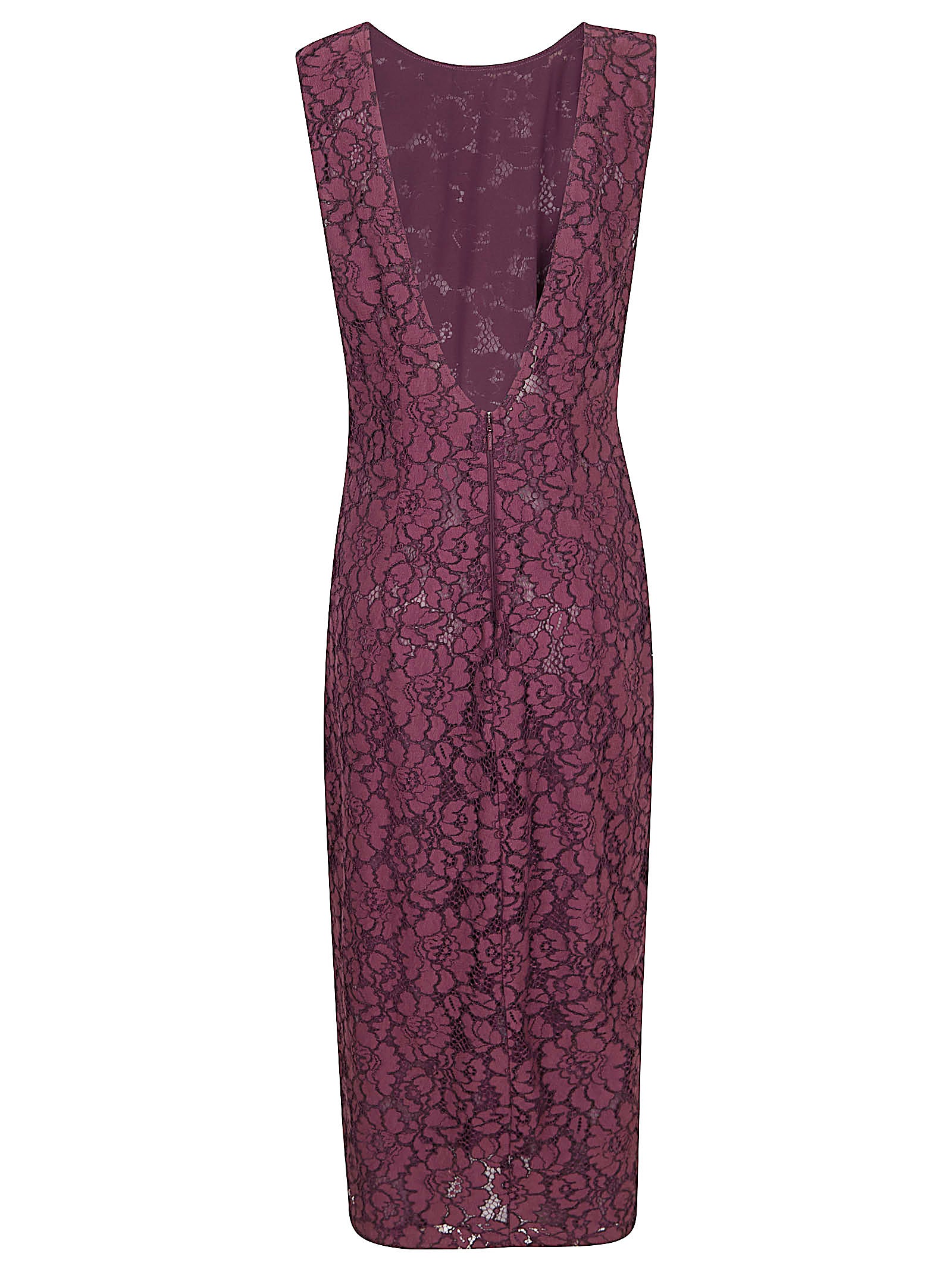 Sleeveless Midi Dress with Floral Lace Overlay