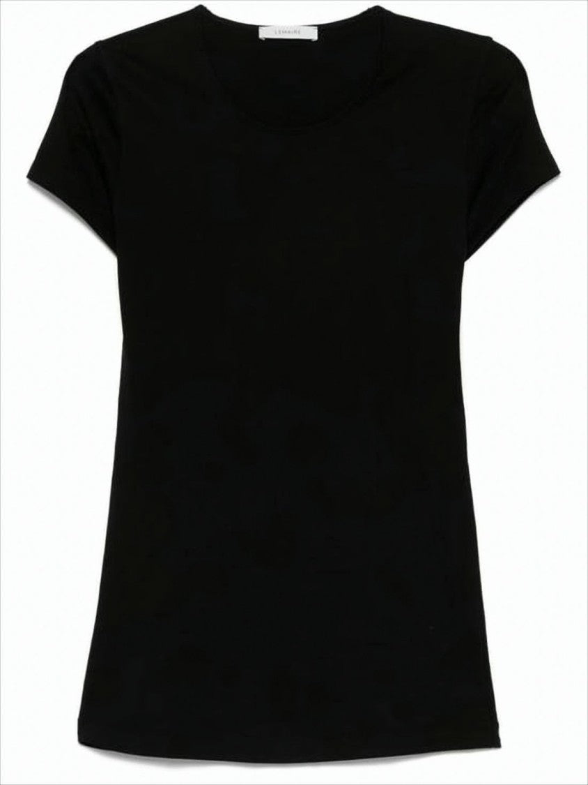 Fitted Short-Sleeve Cotton T-Shirt with Round Neckline
