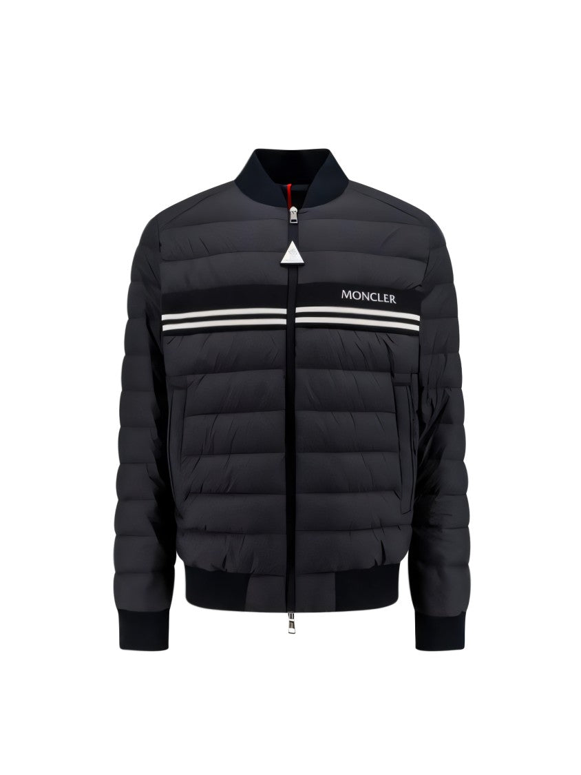 Quilted Black Jacket With Ribbed Collar