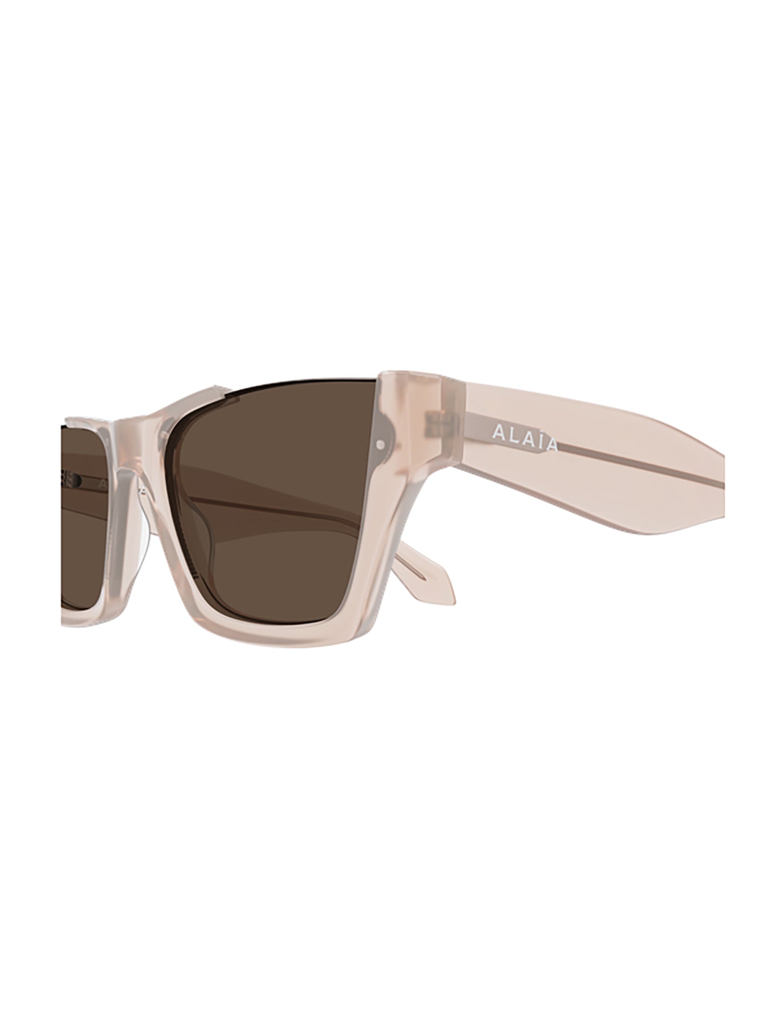 Rectangular Beige Sunglasses with Tapered Temples