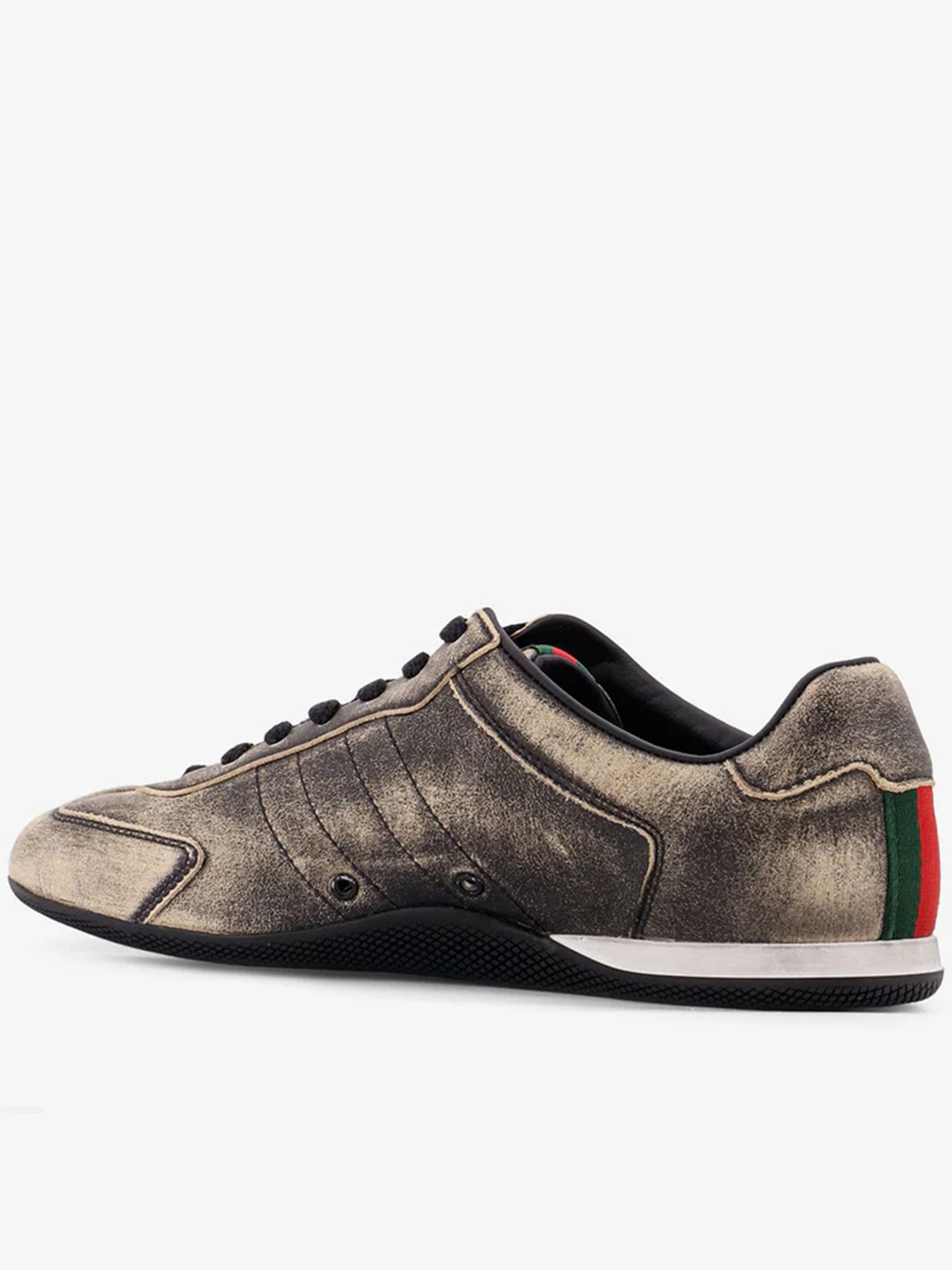 Metallic Shift Distressed Low-Profile Sneakers