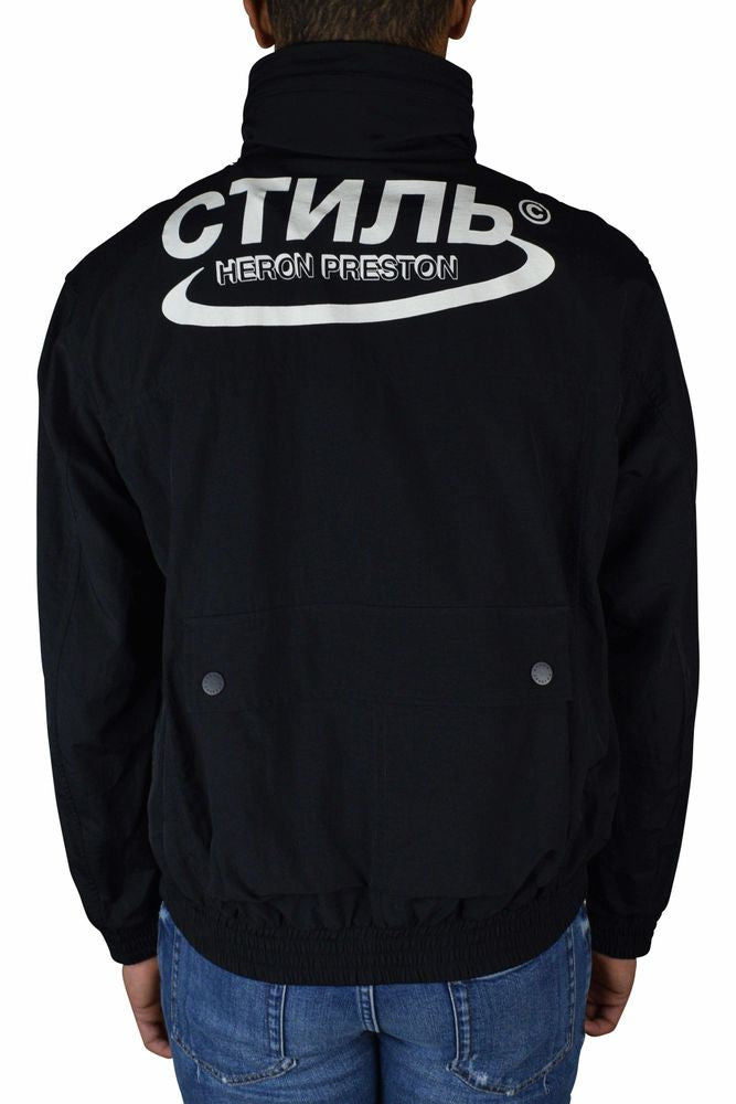High-Collared Black Jacket With Integrated Hood