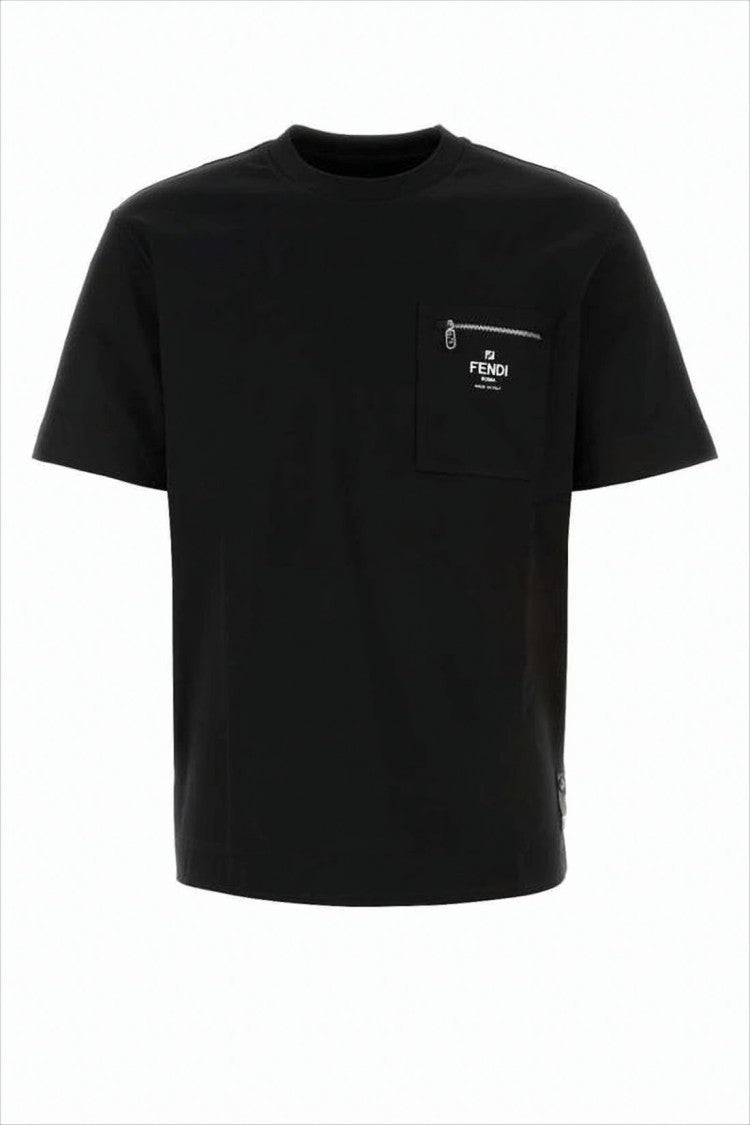 Boxy Fit Cropped T-Shirt with Zippered Pocket