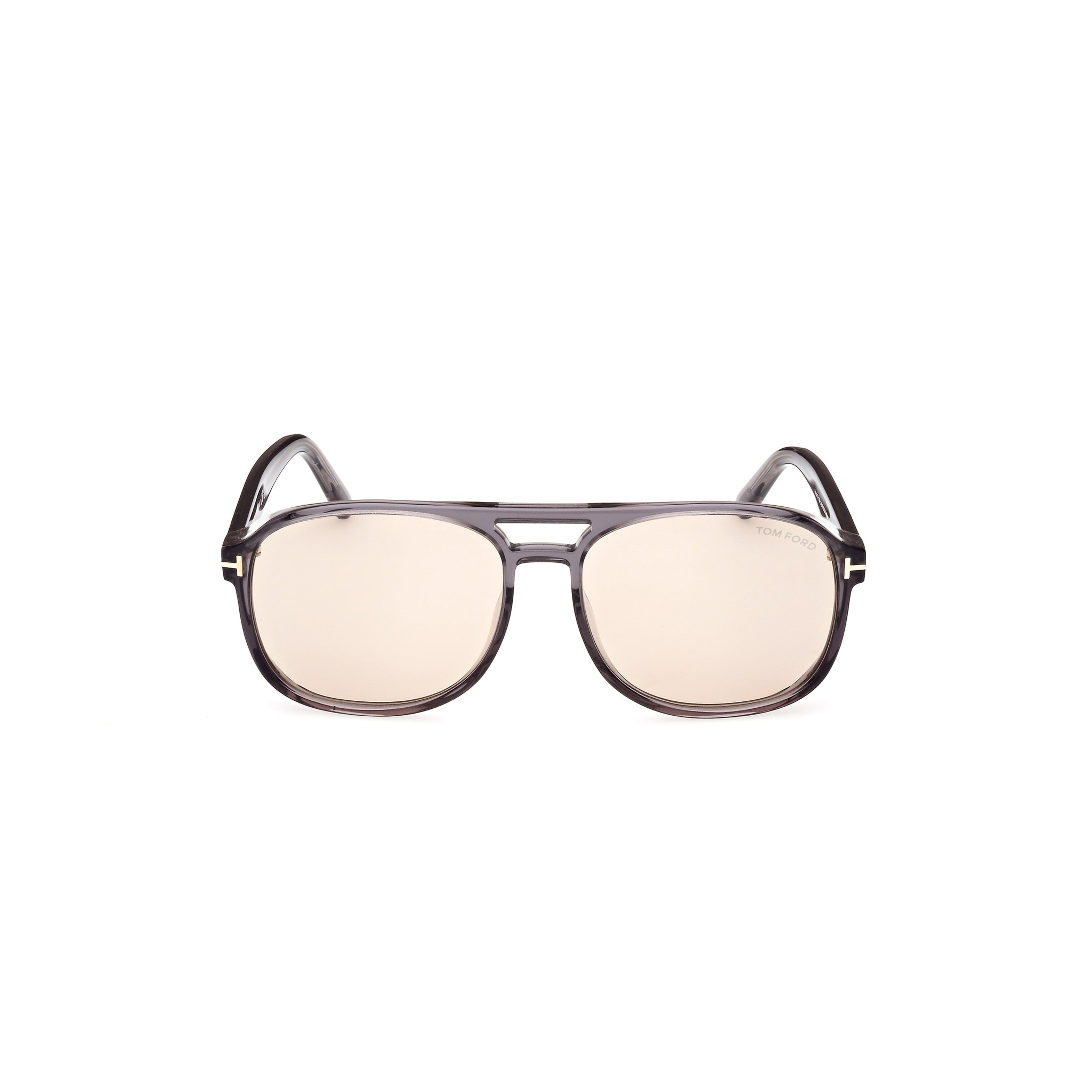 Translucent Grey Acetate Aviator Sunglasses With Metallic Detail