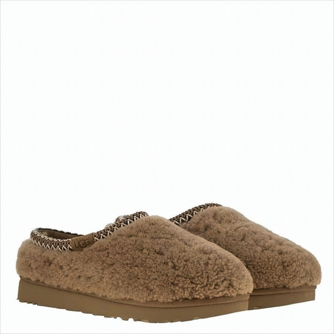 Plush Curly Shearling Slippers with Wool-Lyocell Lining