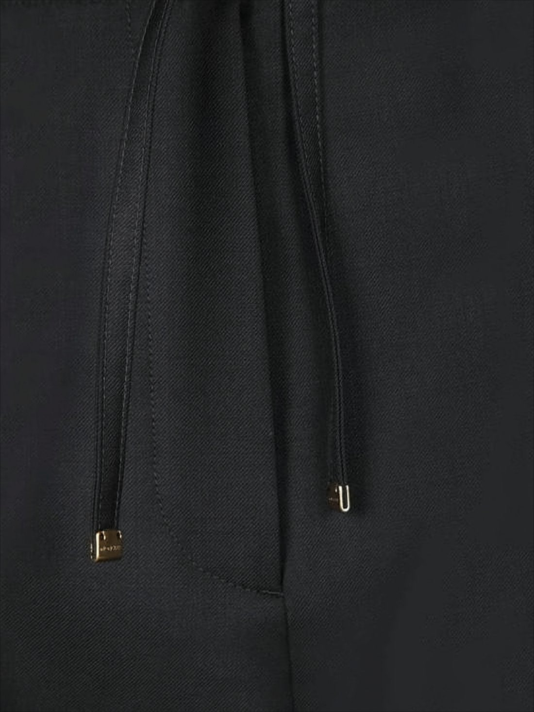 Tailored Black Gabardine Wool Straight-Leg Trousers