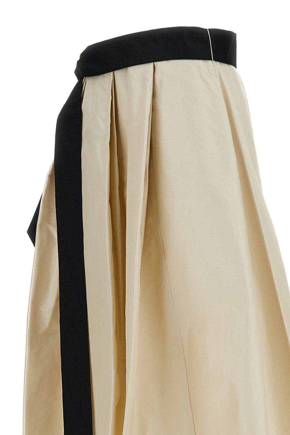 White Baschi Pleated Cotton Skirt