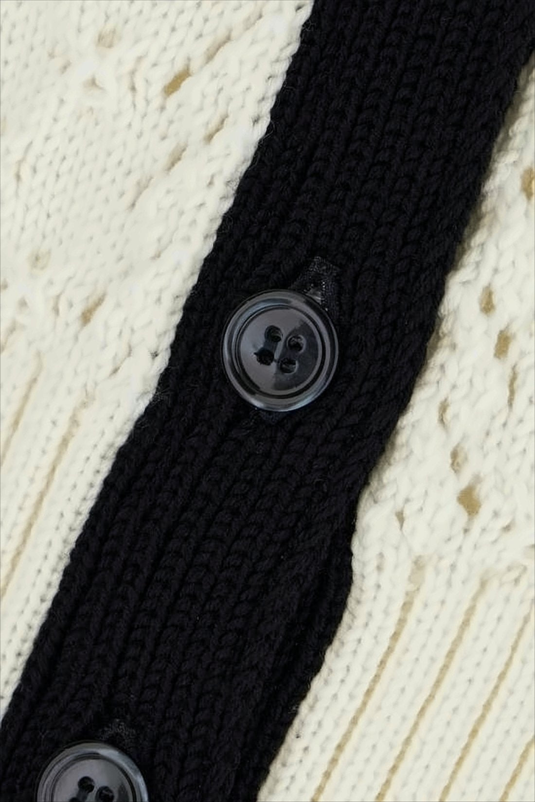 Cropped Open-Knit Cardigan With Striped Cuff Details