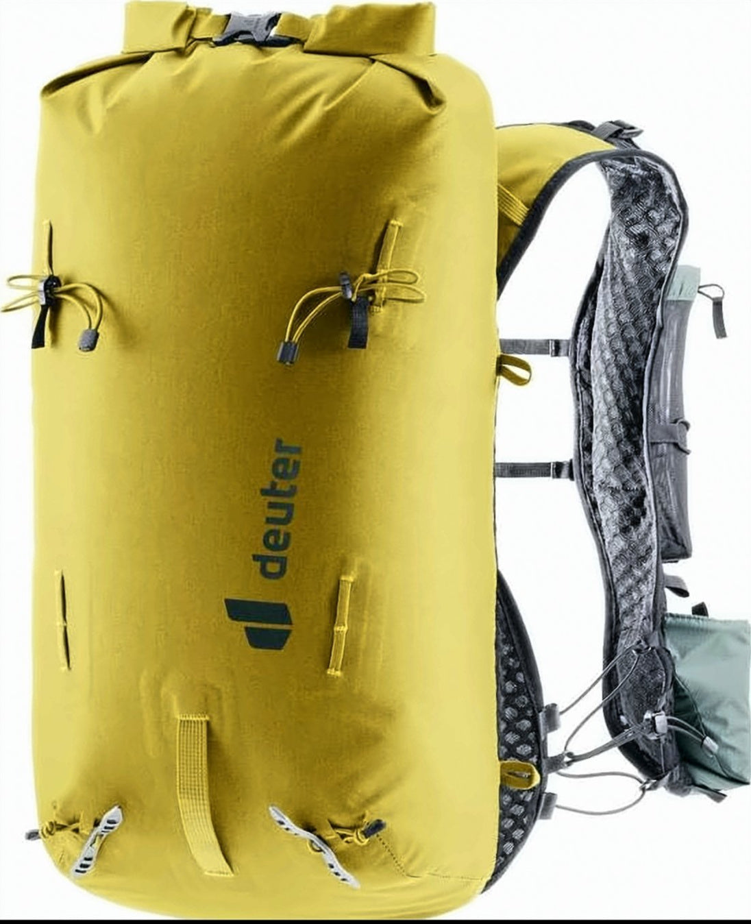 Streamlined Green Polyamide Backpack with Roll-Top Closure