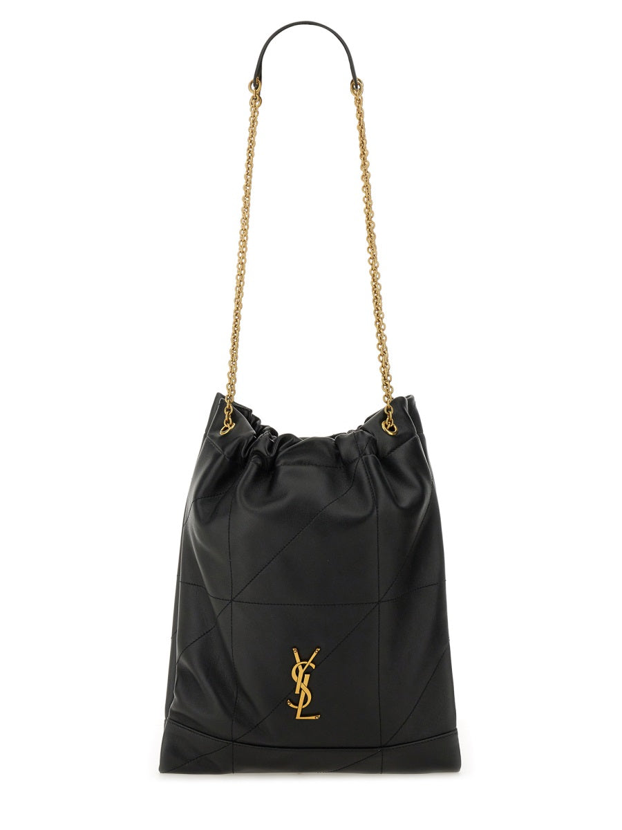 Quilted Lambskin Drawstring Shoulder Bag With Chain Straps