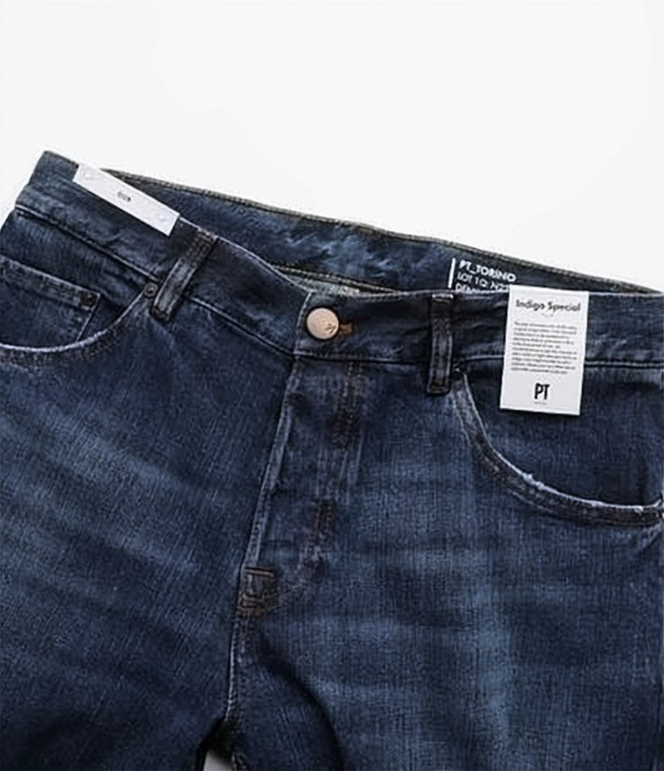 Indigo Wash Denim Pants with Classic Five-Pocket Design
