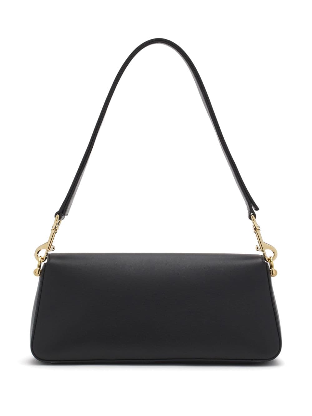 Smooth Black Leather Foldover Bag