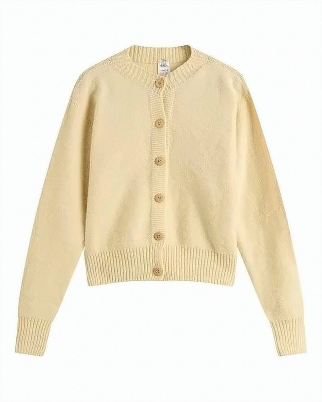 Merino Wool Cardigan with Round Neckline