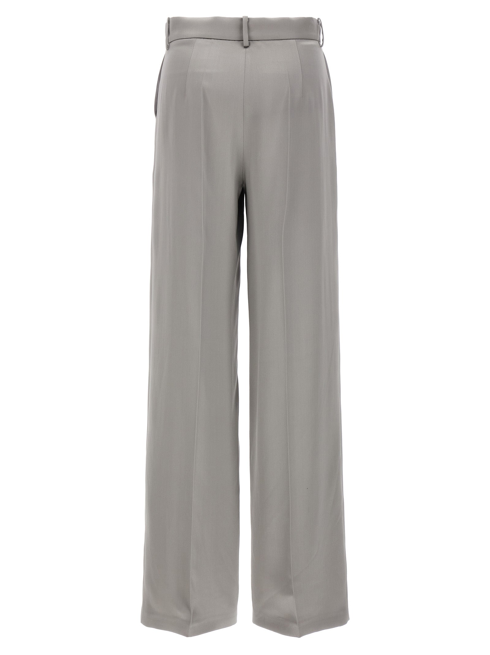 Satin Straight Leg Pants with Central Crease