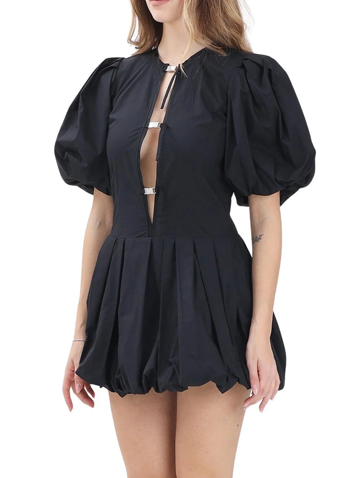 Black Oliver Cotton Balloon Dress