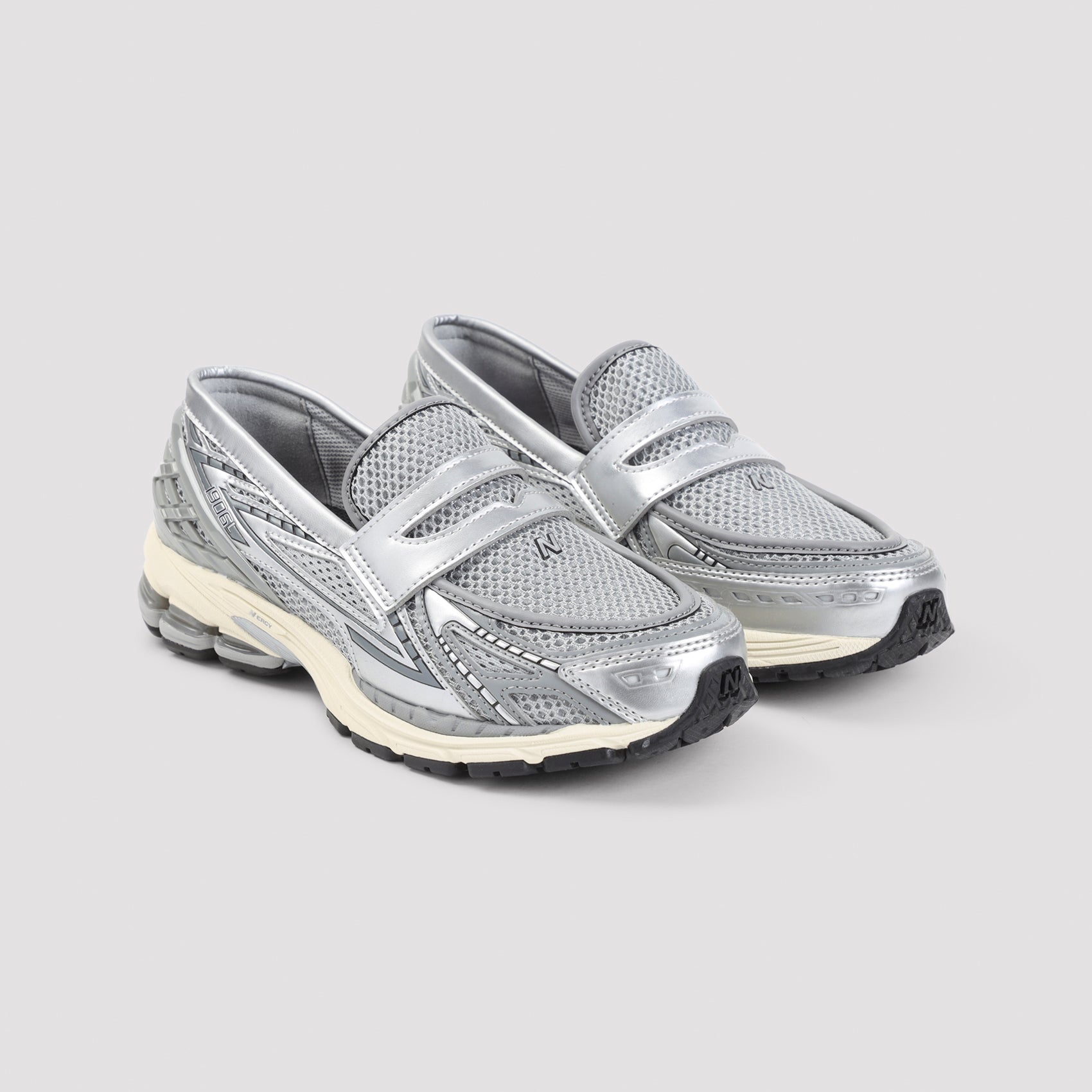 Futuristic Slip-On Sneakers with Metallic Textile Upper