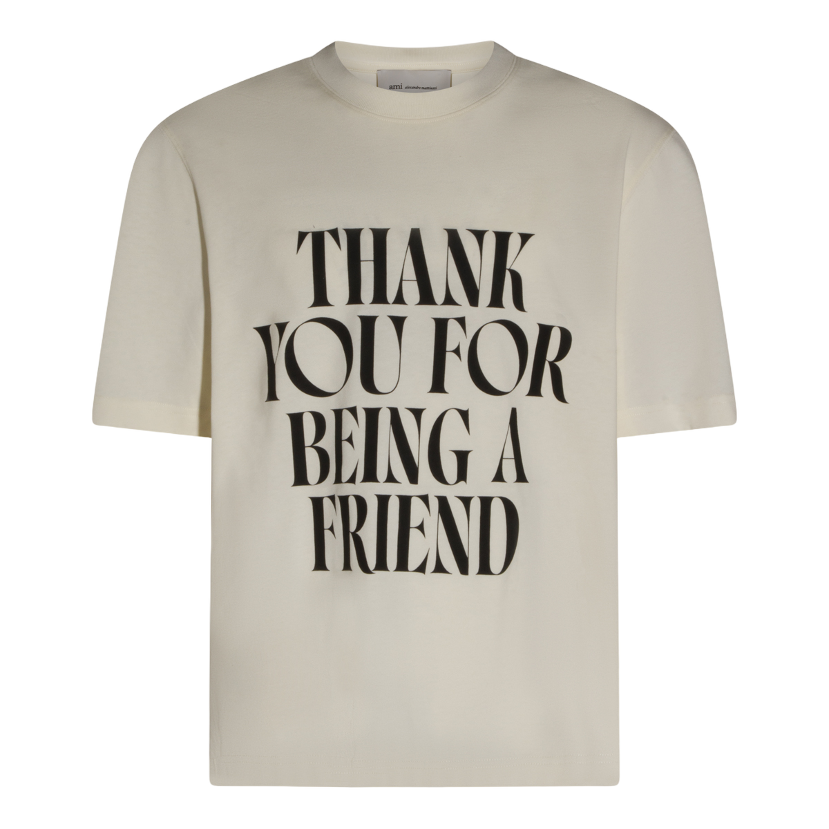 Beige Short-Sleeve T-Shirt with Bold Print