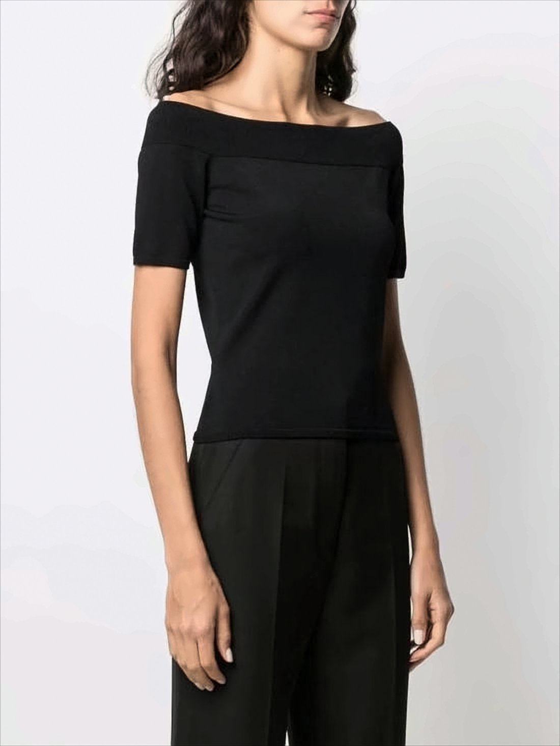 Off-the-Shoulder Cropped Top with Ribbed Neckline