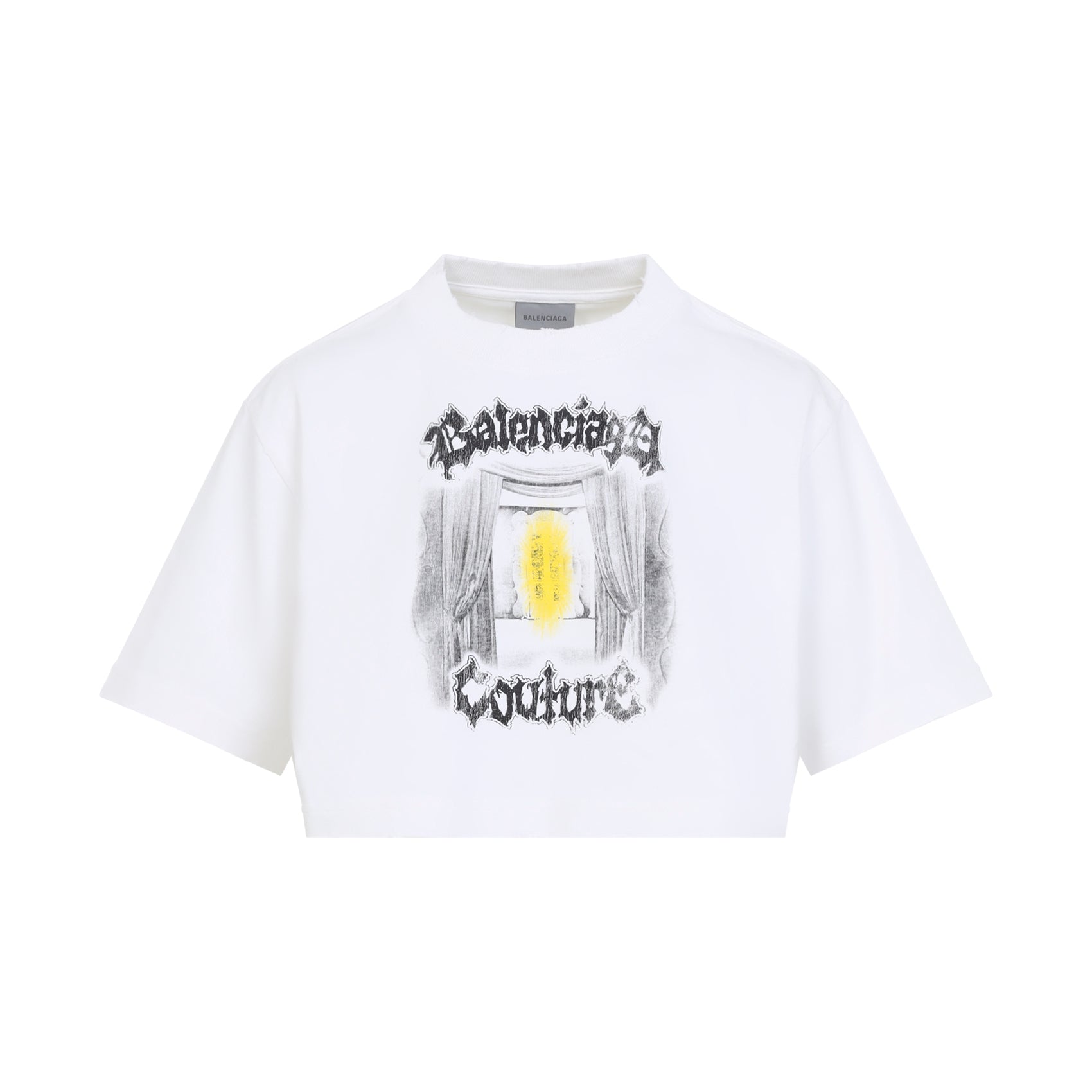 Cropped Graphic T-Shirt with Print Accents