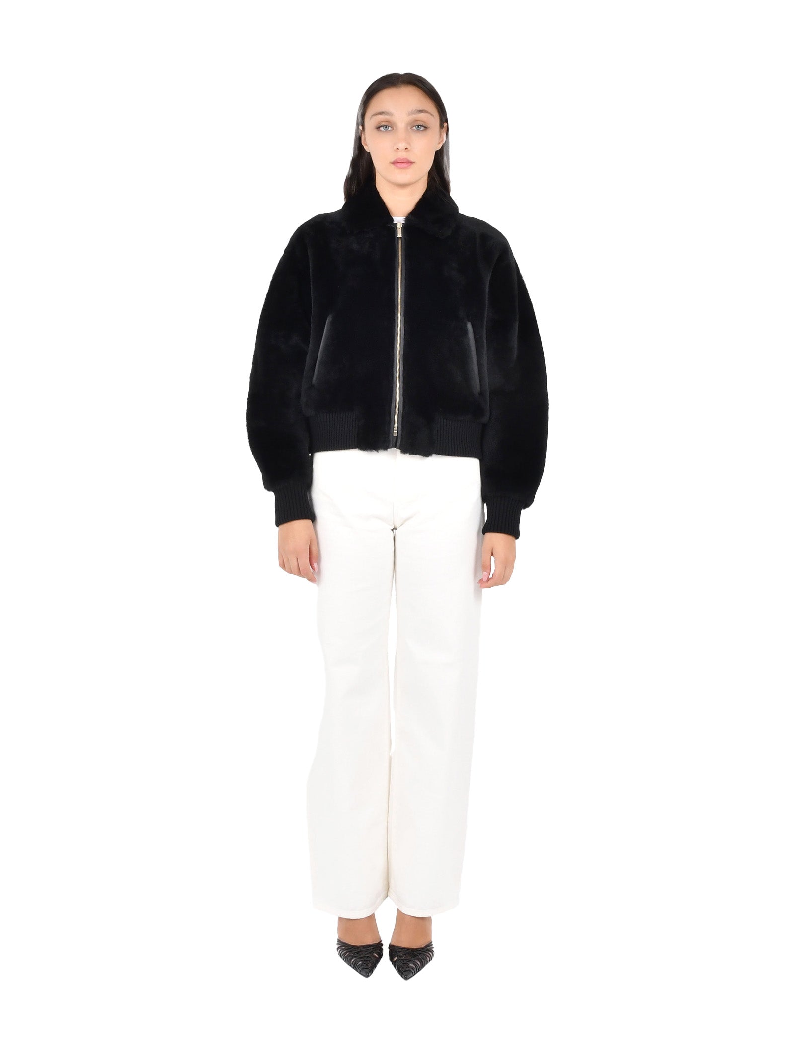 Alpaca Fur Coat With Ribbed Wool Trim