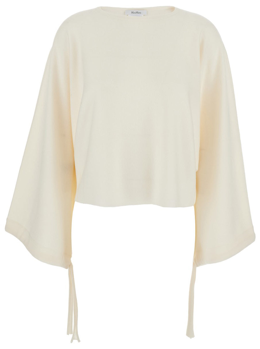 Relaxed Fit Fine Wool Sweater with Tied Sleeves