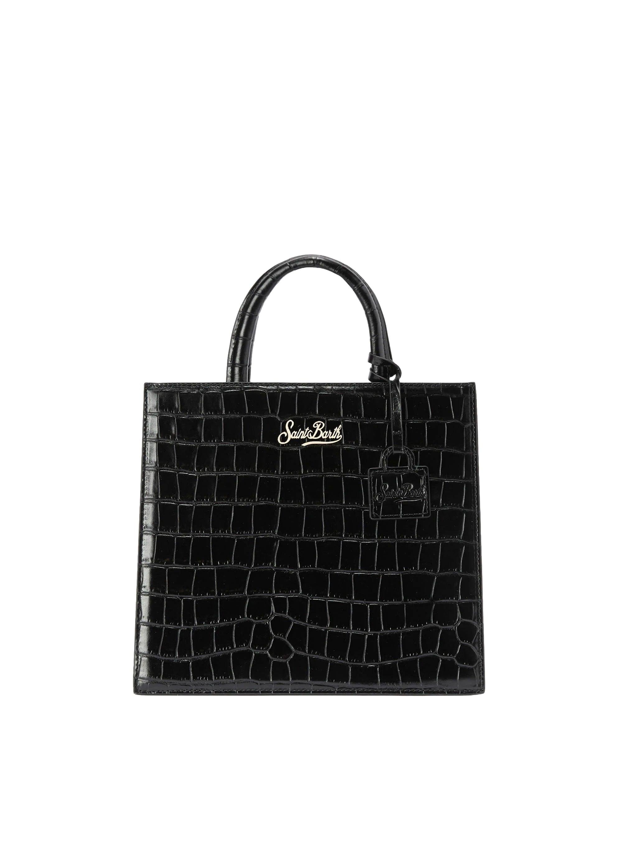 Crocodile-Embossed Midi Shoulder Bag With Gold-Tone Logo
