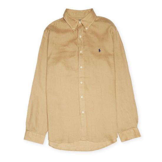 Classic Long-Sleeve Linen Shirt With Embroidered Logo
