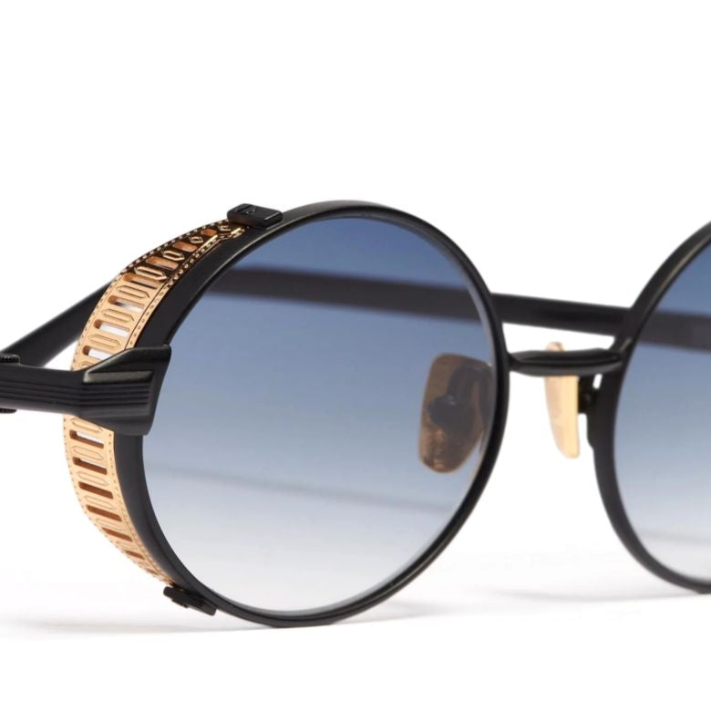 Steve Gradient Blue-tint Round Lenses in Black Acetate Frame